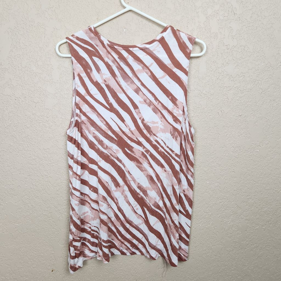 Nine West Light Brown and White Zebra Print Soft Spun Tank Top XL (5163) - Picture 2 of 3